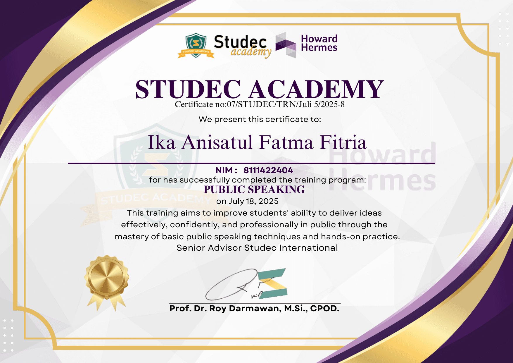 Certified Public Speaking